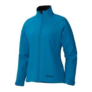 Marmot Womens Blue Softshell Full Zip Gravity Jacket Mock Neck Stretch Small